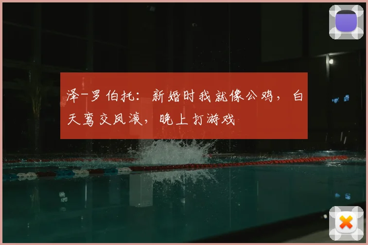 泽-罗伯托：新婚时我就像公鸡，白天鸾交凤滚，晚上打游戏